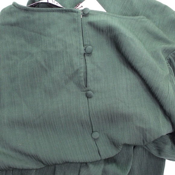 Zara NWT Bottle Green Wrinkled Look Feminine Fit Bloggers Favorite Dress XS - Picture 7 of 9